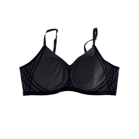 Honeylove Other - HONEYLOVE Women's Black Wire Free Padded Velvet Pattern Bra Large